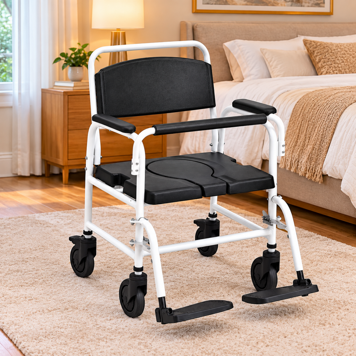 Commode Wheelchair Wider Size Aluminum