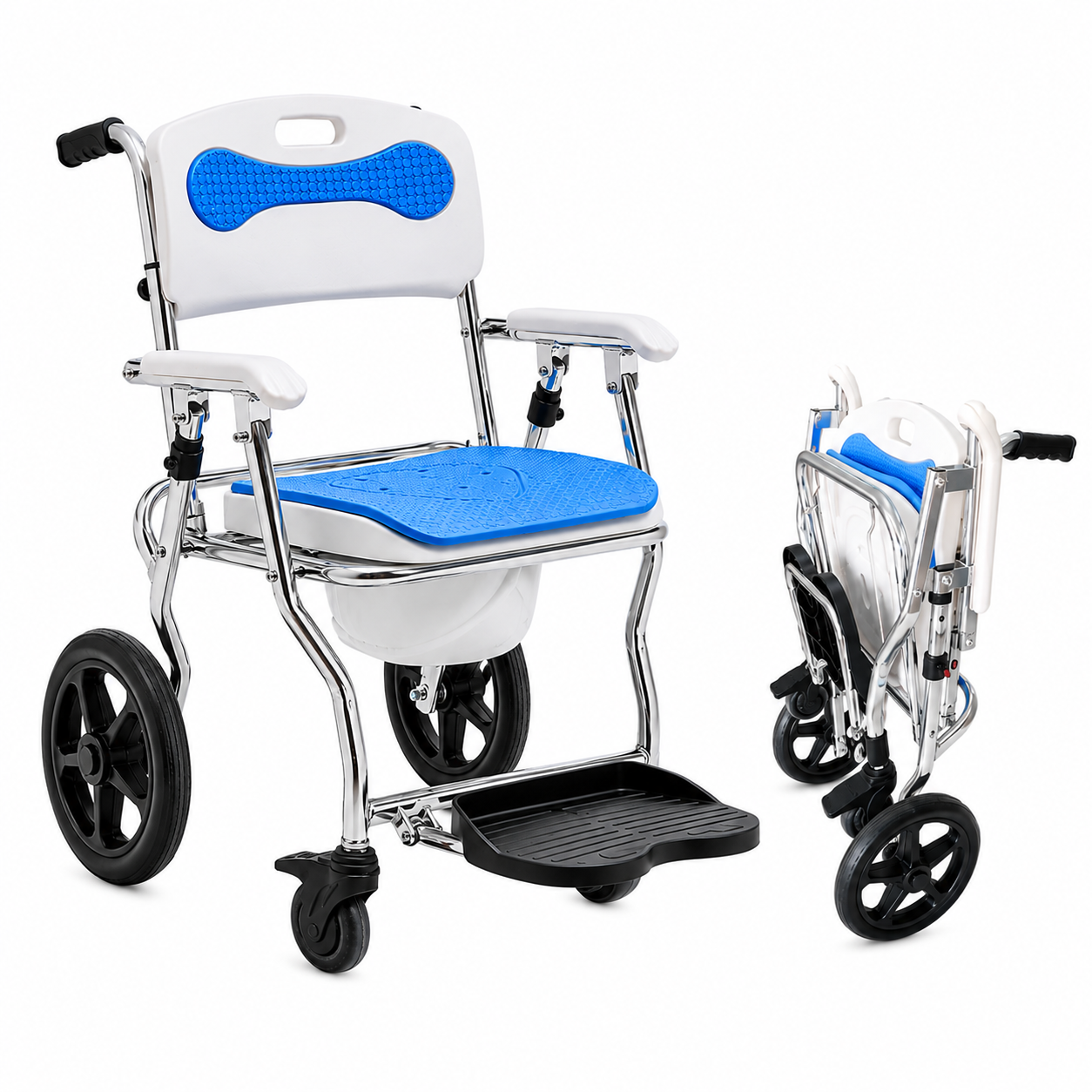 Foldable Commode & Shower Chair Aluminum