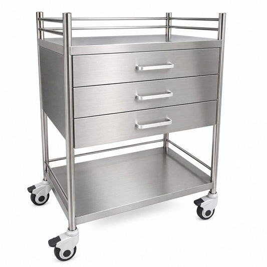 Trolley Stainless Steel with 3 Drawers